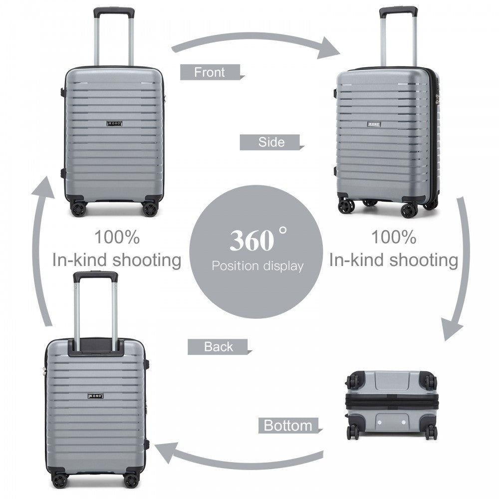 KSK2595 - Kono 20-Inch Hard Shell Scratch-Resistant PP Luggage with Cup Holder, TSA Lock & Expandable Design-Cabin Trolley For Travel - Grey