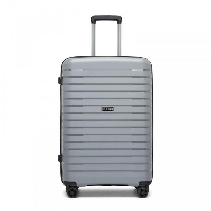 KSK2595 - Kono 24-Inch Hard Shell Scratch-Resistant PP Luggage with Cup Holder, TSA Lock & Expandable Design-Check-in Luggage For Travel - Grey