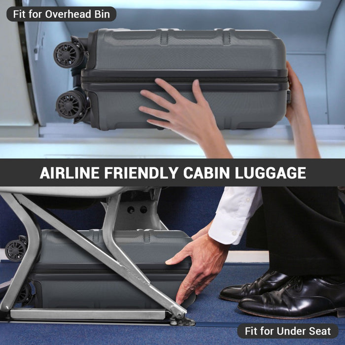 ABS Hard Shell Under-Seat Cabin Suitcase with Spinner Wheels – 16-Inch – Grey