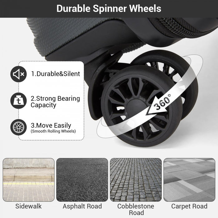 ABS Hard Shell Under-Seat Cabin Suitcase with Spinner Wheels – 16-Inch – Grey