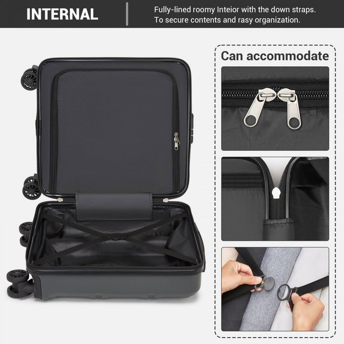 ABS Hard Shell Under-Seat Cabin Suitcase with Spinner Wheels – 16-Inch – Grey