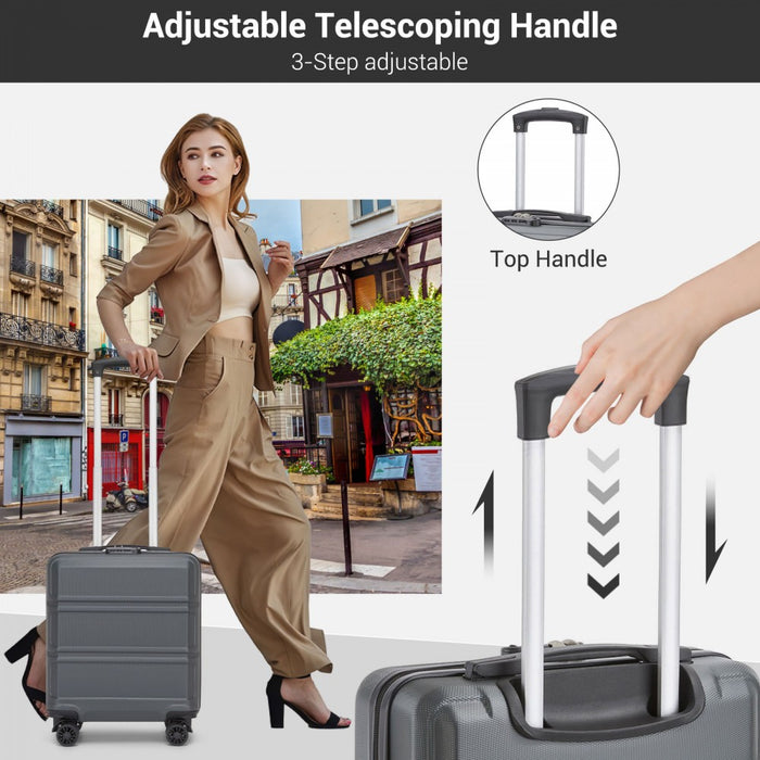 ABS Hard Shell Under-Seat Cabin Suitcase with Spinner Wheels – 16-Inch – Grey