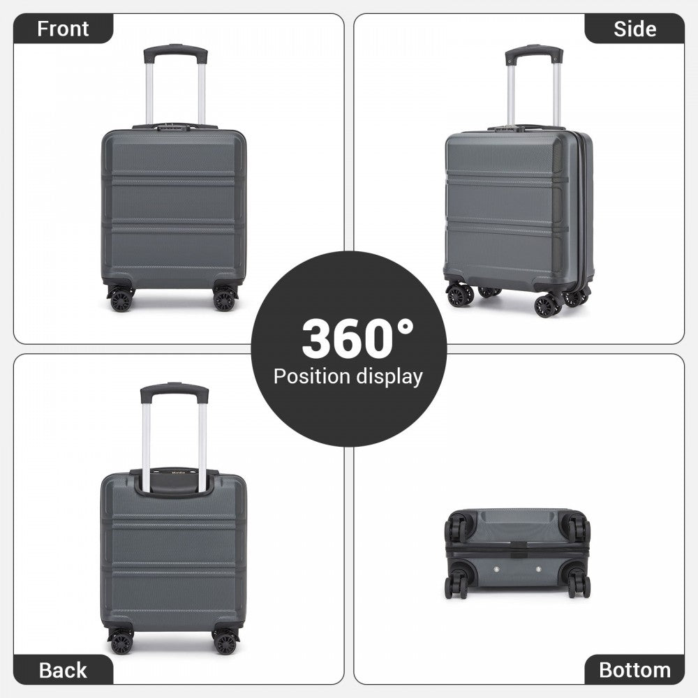 ABS Hard Shell Under-Seat Cabin Suitcase with Spinner Wheels – 16-Inch – Grey
