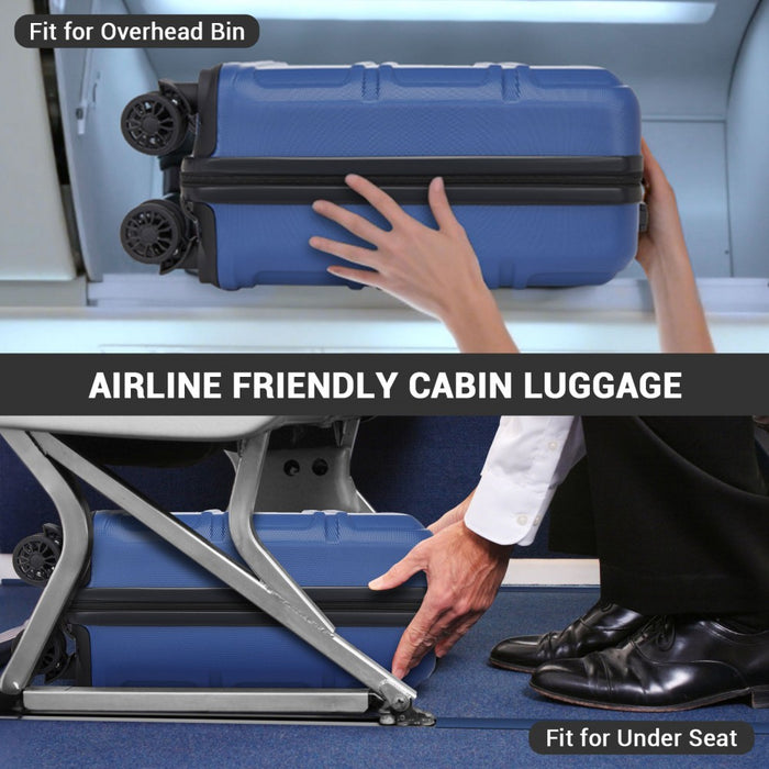 ABS Hard Shell Under-Seat Cabin Suitcase with Spinner Wheels – 16-Inch – Navy