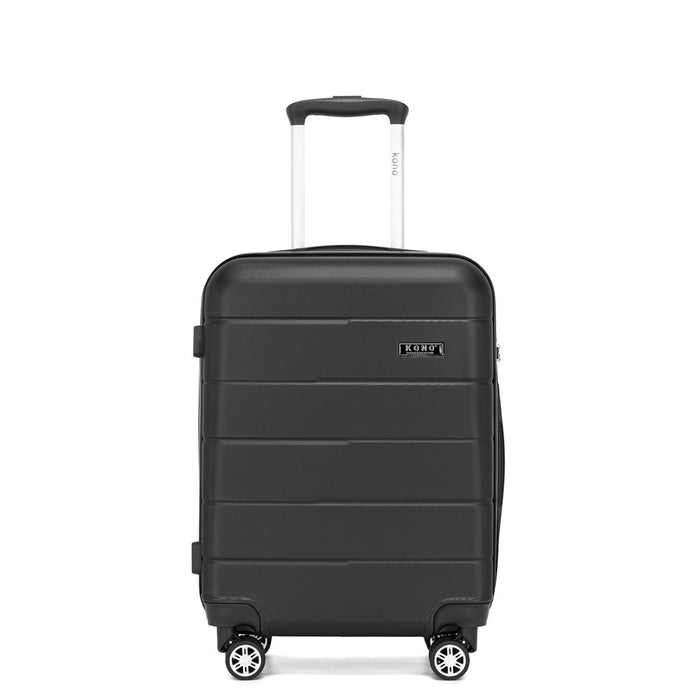 PC Hard Shell Carry-On Suitcase with Silent Wheels and Organised Interior – 20-Inch – Black