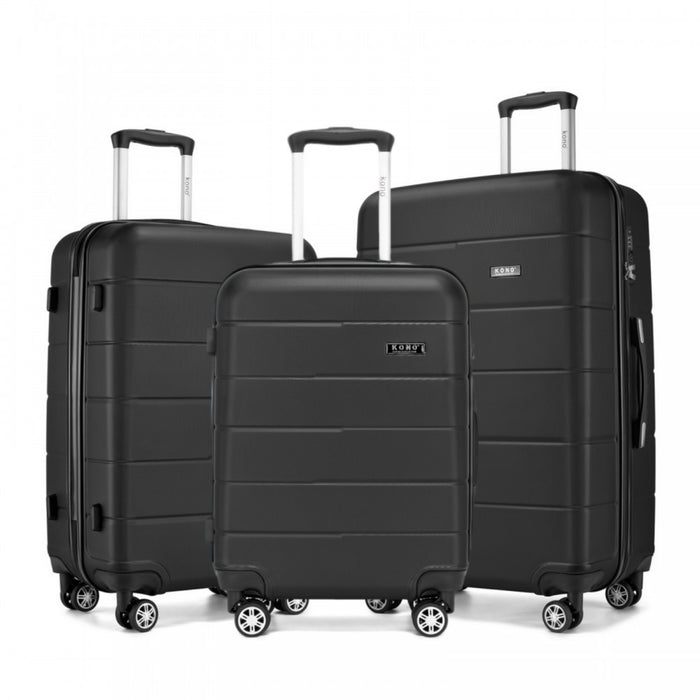 PC Hard Shell Suitcase Set, Lightweight Luggage with Organised Interior – 20/24/28-Inch – Black