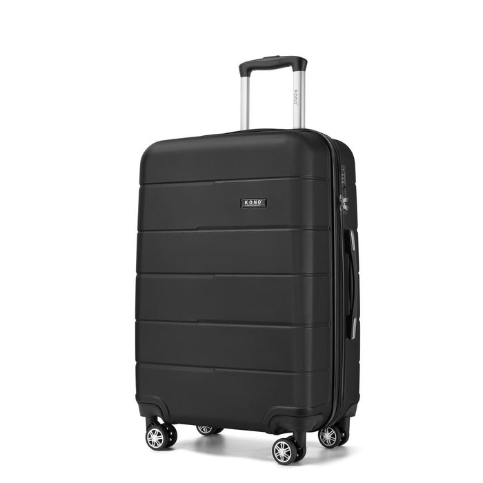 PC Hard Shell Check-In Suitcase with Silent Wheels and Organised Interior – 24-Inch – Black