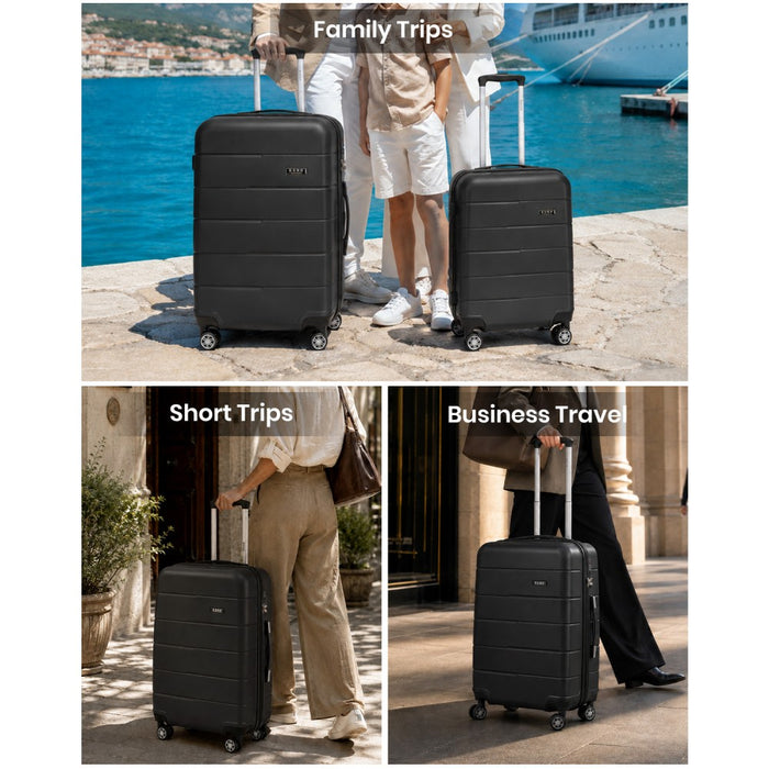PC Hard Shell Suitcase, Large Check-In Luggage with Organised Interior – 28-Inch – Black