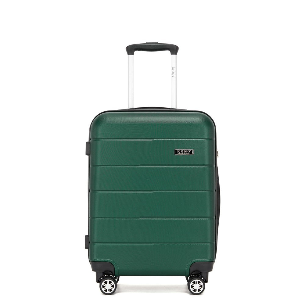 PC Hard Shell Carry-On Suitcase with Organised Interior – 20-Inch – Green and Black