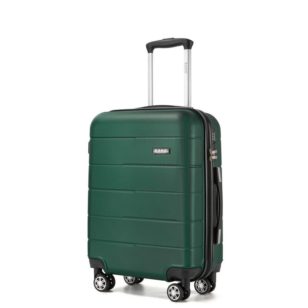 PC Hard Shell Carry-On Suitcase with Organised Interior – 20-Inch – Green and Black