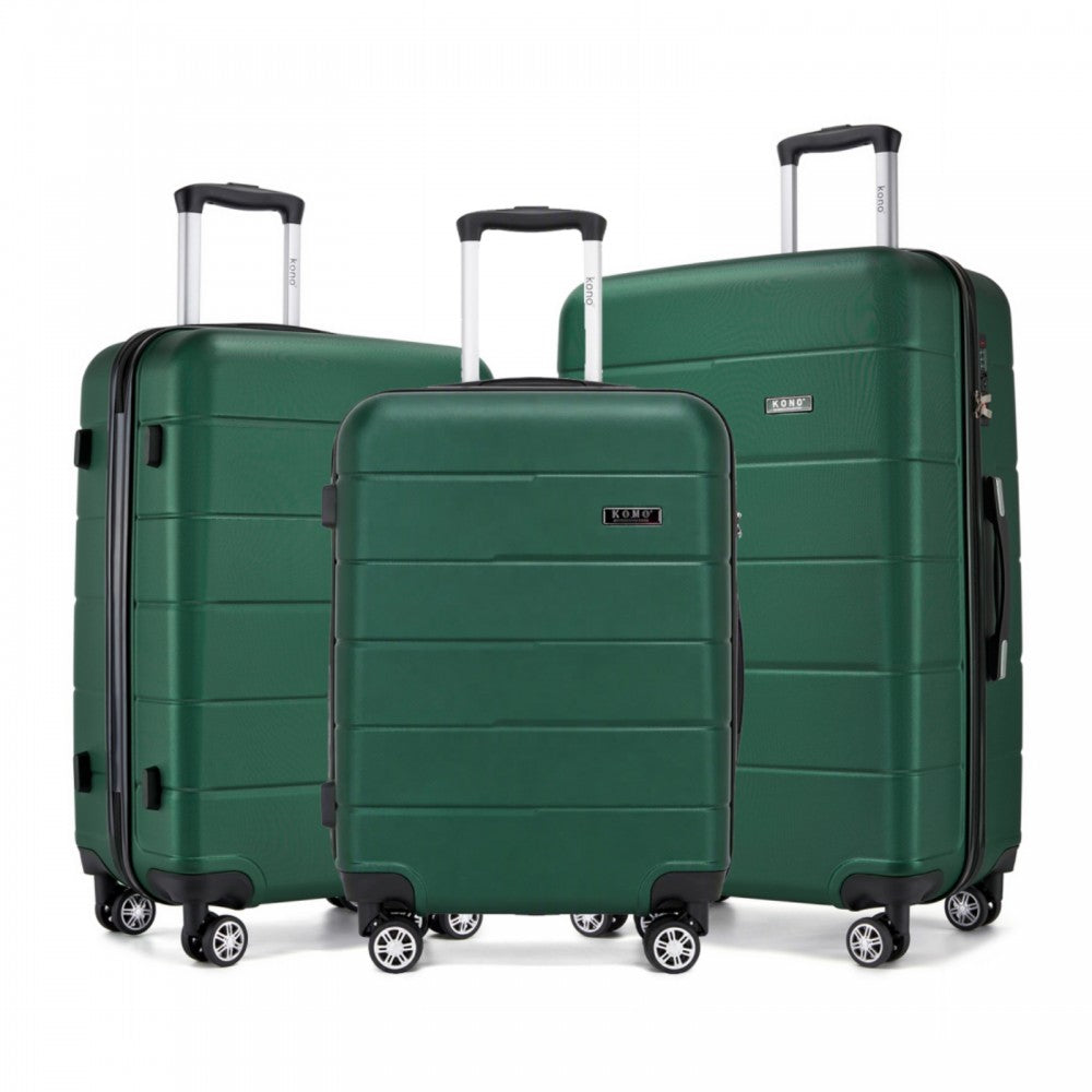 PC Hard Shell Suitcase Set, Luggage with Organised Interior – 20/24/28-Inch – Green and Black
