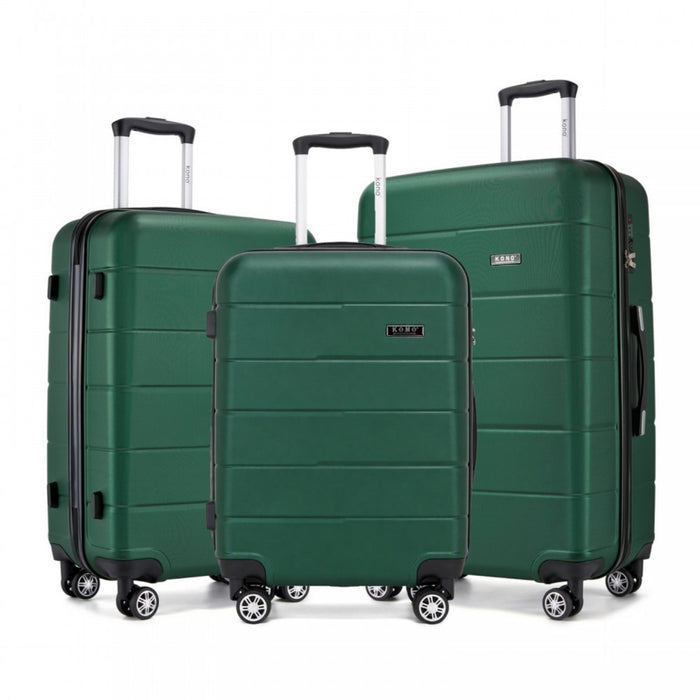 PC Hard Shell Suitcase Set, Luggage with Organised Interior – 20/24/28-Inch – Green and Black