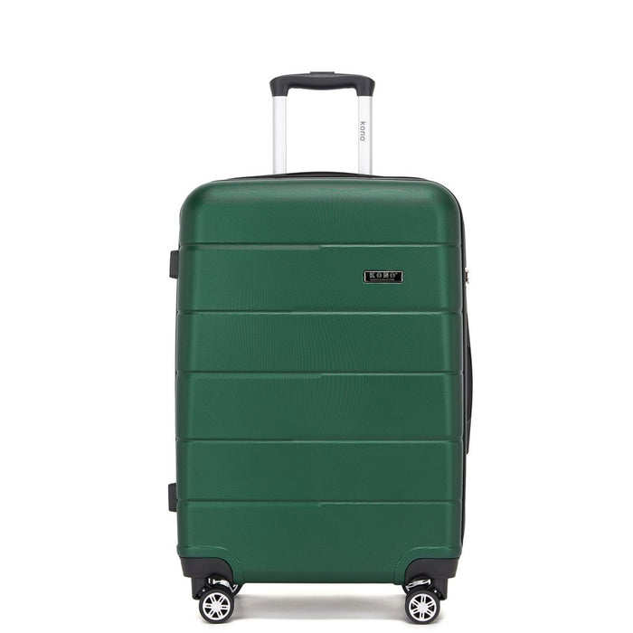 PC Hard Shell Check-In Suitcase with Organised Interior – 24-Inch – Green and Black