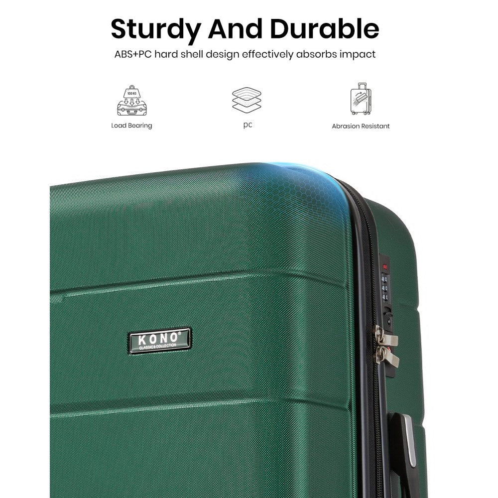 PC Hard Shell Carry-On Suitcase with Organised Interior – 20-Inch – Green and Black