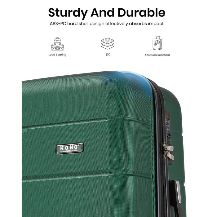 PC Hard Shell Carry-On Suitcase with Organised Interior – 20-Inch – Green and Black