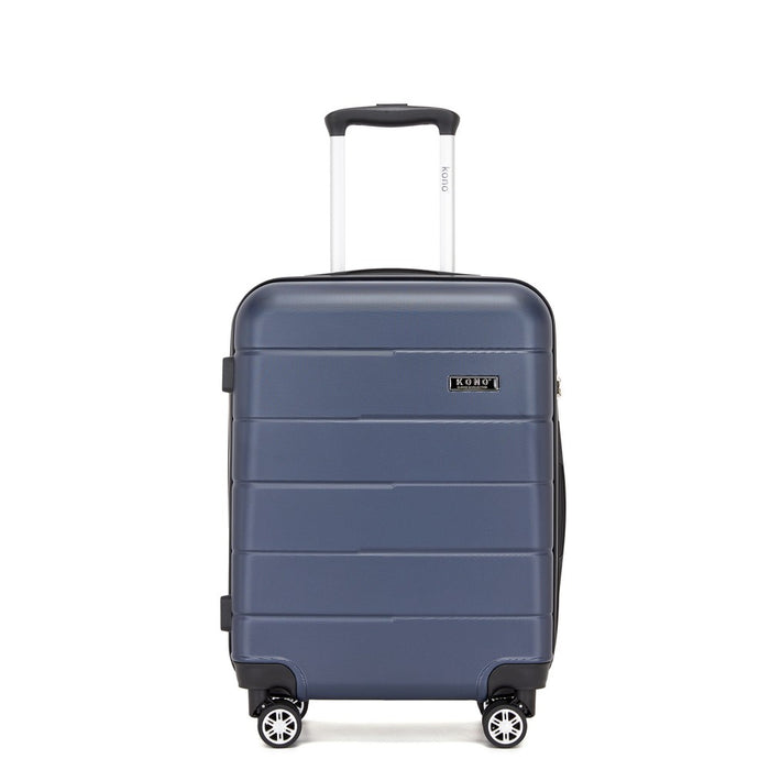 PC Hard Shell Carry-On Suitcase with Silent Wheels and Organised Interior – 20-Inch – Navy and Black