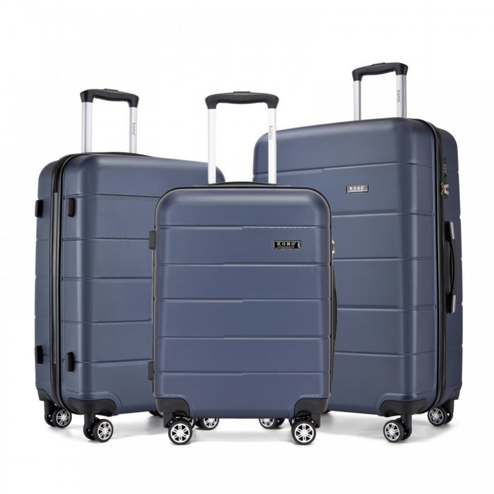 PC Hard Shell Suitcase Set, Luggage with Organised Interior – 20/24/28-Inch – Navy and Black