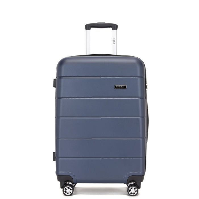PC Hard Shell Check-In Suitcase with Silent Wheels and Organised Interior – 24-Inch – Navy and Black
