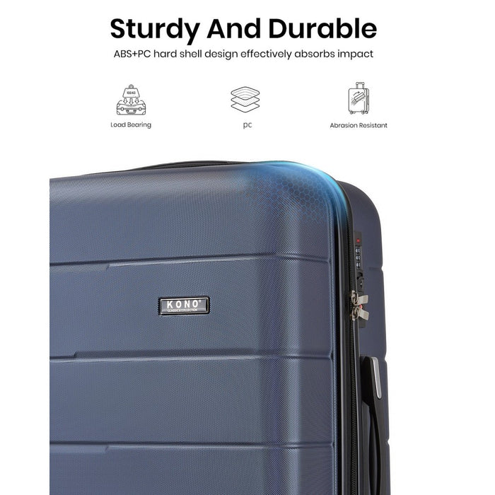 PC Hard Shell Check-In Suitcase with Silent Wheels and Organised Interior – 24-Inch – Navy and Black
