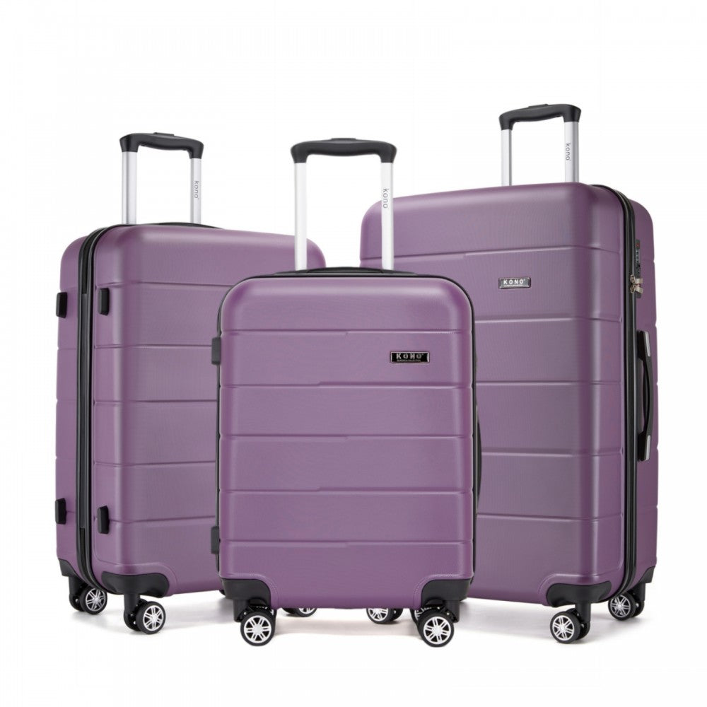 PC Hard Shell Suitcase Set, Luggage with Organised Interior – 20/24/28-Inch – Purple and Black