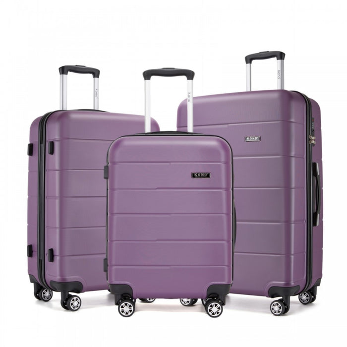 PC Hard Shell Suitcase Set, Luggage with Organised Interior – 20/24/28-Inch – Purple and Black