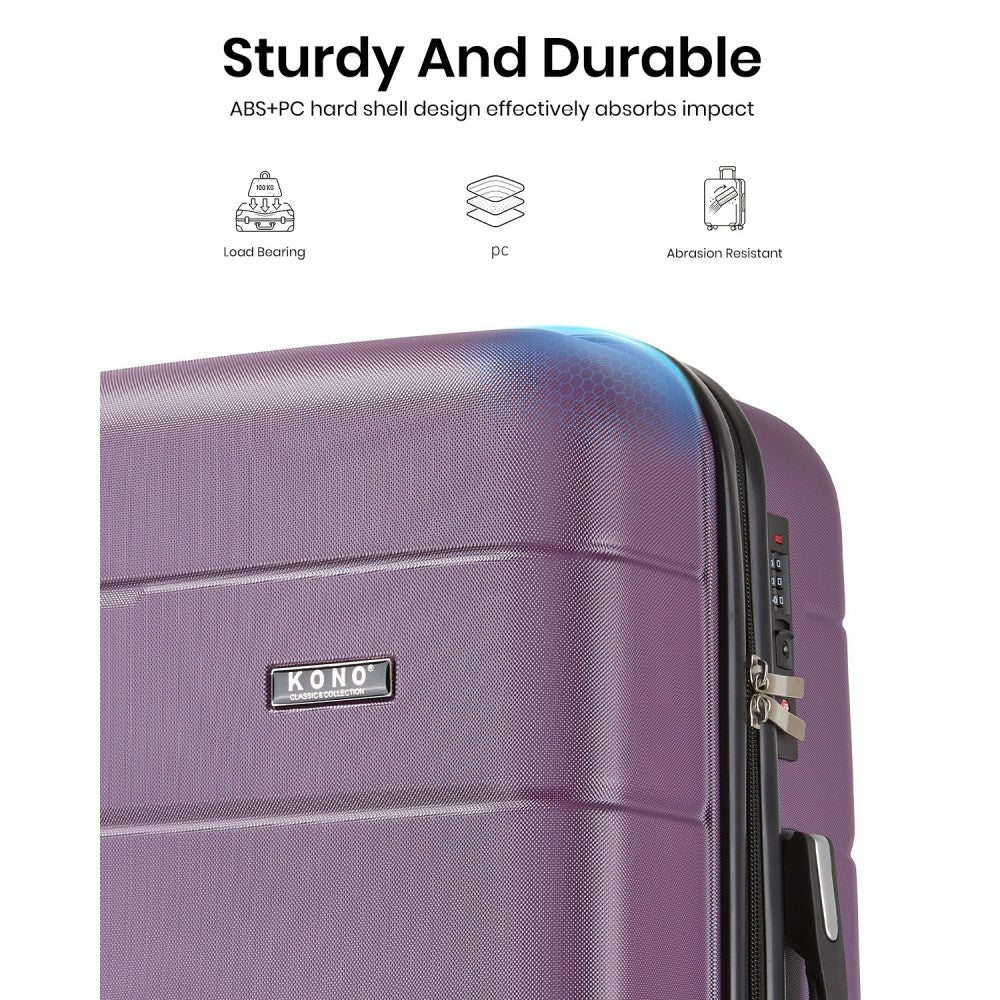 PC Hard Shell Suitcase Set, Luggage with Organised Interior – 20/24/28-Inch – Purple and Black