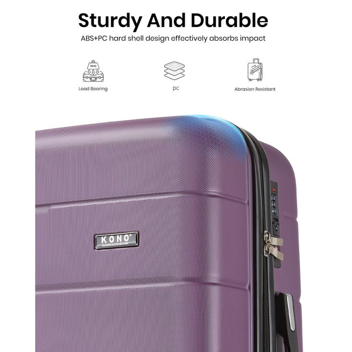 PC Hard Shell Suitcase Set, Luggage with Organised Interior – 20/24/28-Inch – Purple and Black