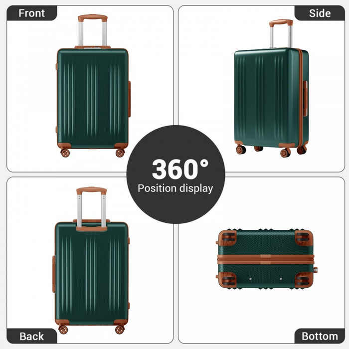 ABS+PC Hard Shell Large Travel Suitcase with TSA Lock – 28-Inch – Green and Brown