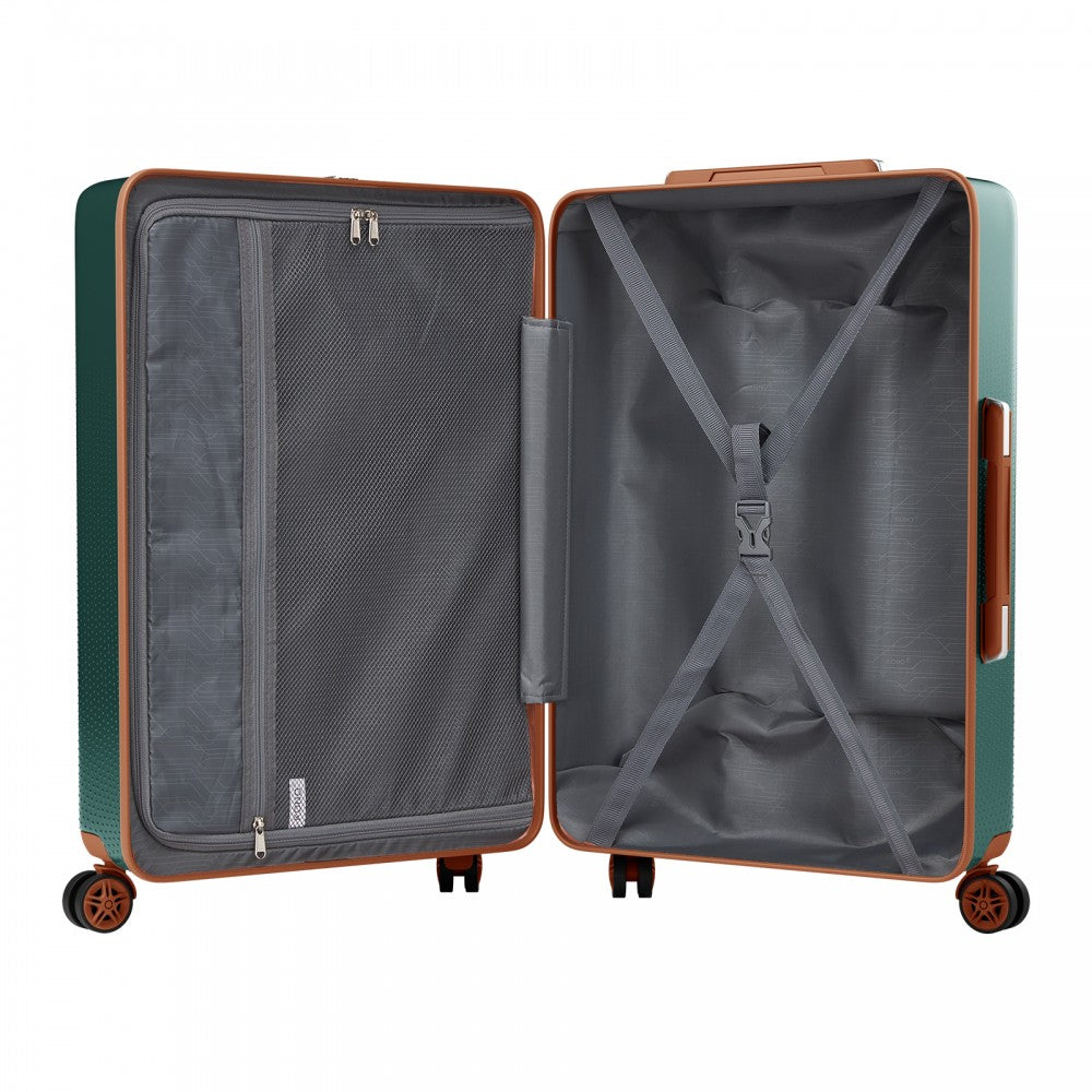 ABS+PC Hard Shell Large Travel Suitcase with TSA Lock – 28-Inch – Green and Brown