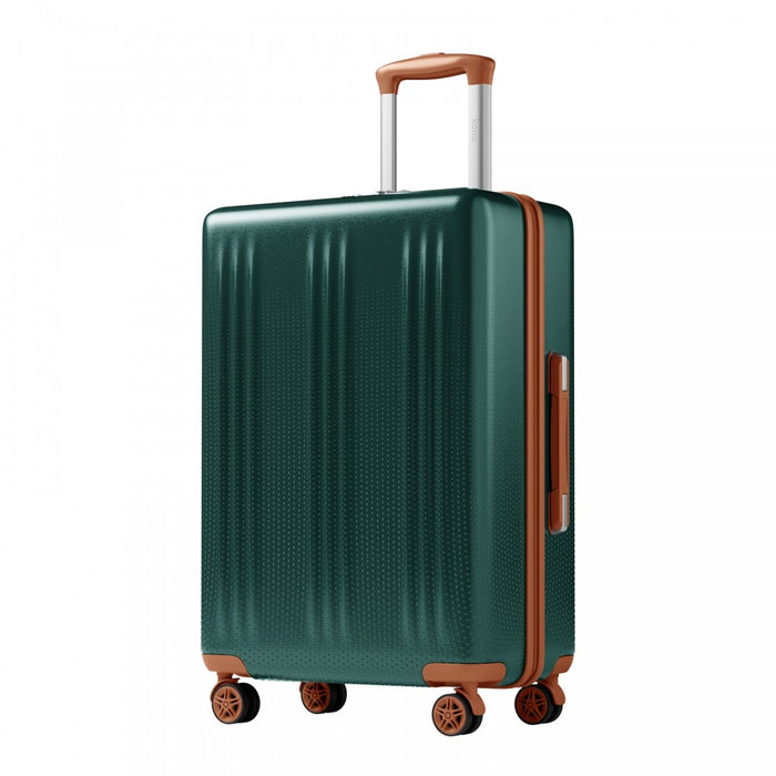 ABS+PC Hard Shell Medium Check-In Luggage with 360° Silent Spinner Wheels – 24-Inch – Green and Brown