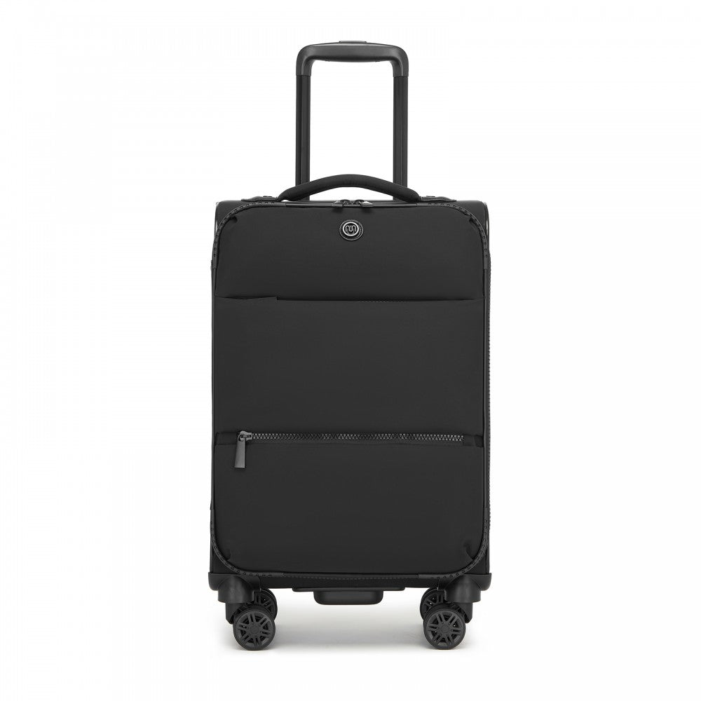 Women's Lightweight Soft Shell Suitcase with Spinner Wheels and Compartments – 20-Inch – Black