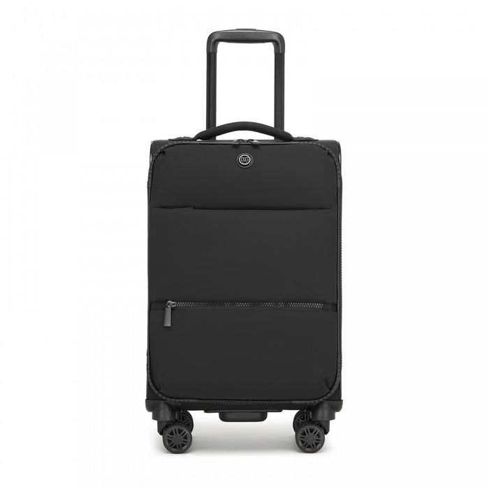 Women's Lightweight Soft Shell Suitcase with Spinner Wheels and Compartments – 20-Inch – Black