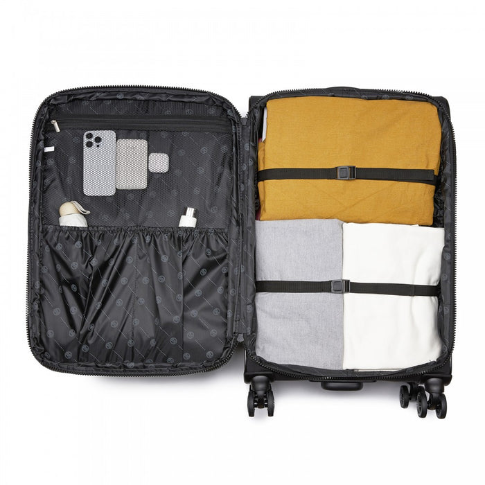 Women's Lightweight Soft Shell Suitcase with Spinner Wheels and Compartments – 26-Inch – Black