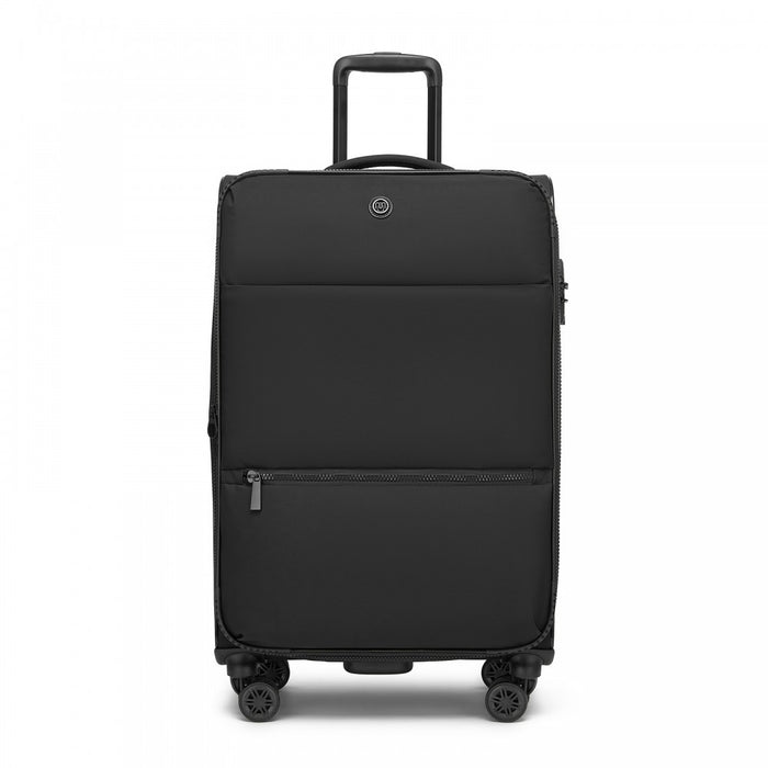 3-Piece Soft Shell Expandable Luggage Set, Suitcase with Organised Interior – 20/26/30-Inch – Black