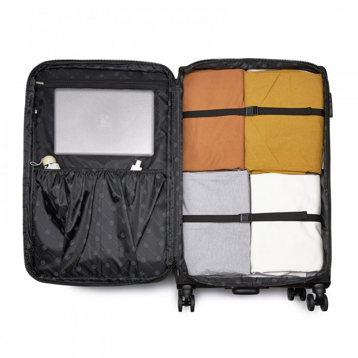 3-Piece Soft Shell Expandable Luggage Set, Suitcase with Organised Interior – 20/26/30-Inch – Black