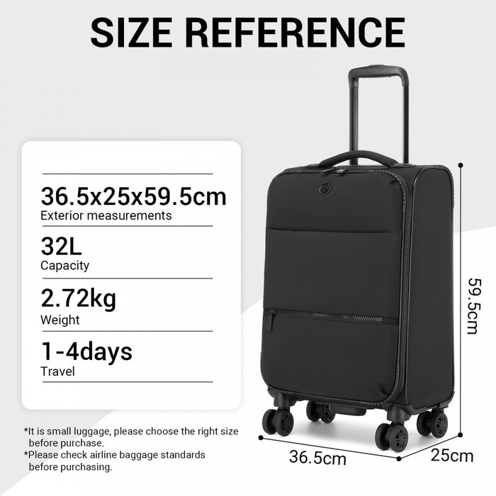 3-Piece Soft Shell Expandable Luggage Set, Suitcase with Organised Interior – 20/26/30-Inch – Black