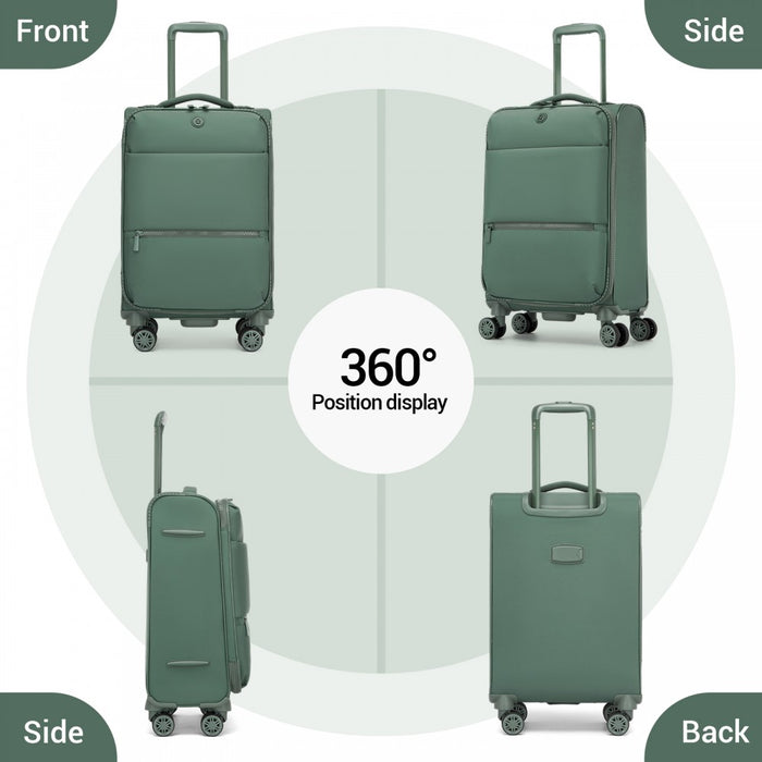 3-Piece Soft Shell Expandable Luggage Set, Suitcase with Organised Interior – 20/26/30-Inch – Green