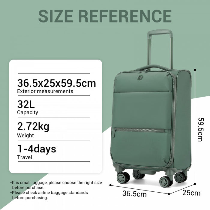 3-Piece Soft Shell Expandable Luggage Set, Suitcase with Organised Interior – 20/26/30-Inch – Green