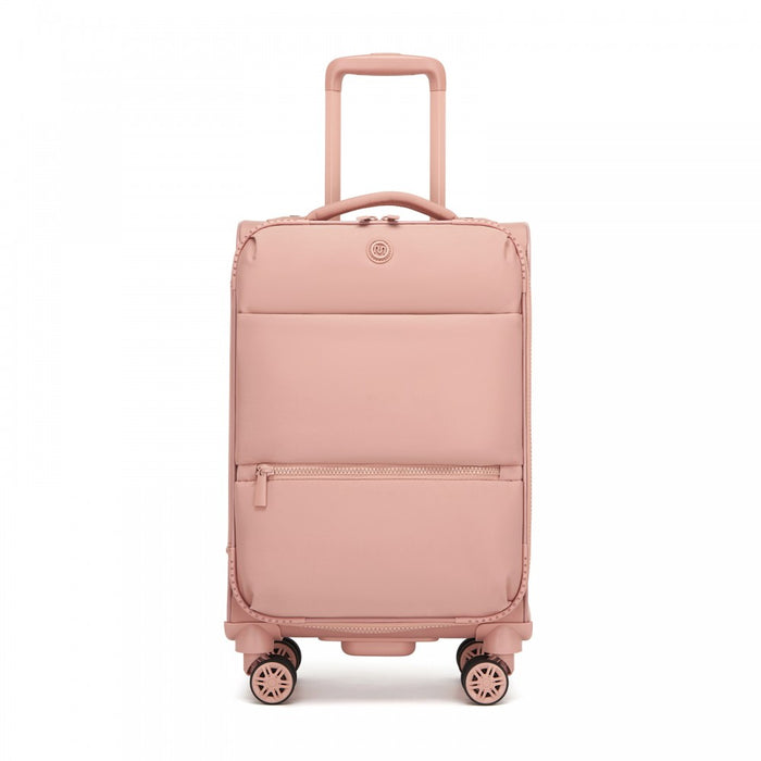 Women's Lightweight Soft Shell Suitcase with Spinner Wheels and Compartments – 20-Inch – Pink