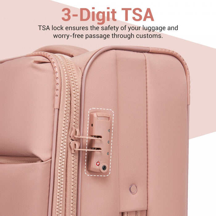 Women's Lightweight Soft Shell Suitcase with Spinner Wheels and Compartments – 30-Inch – Pink