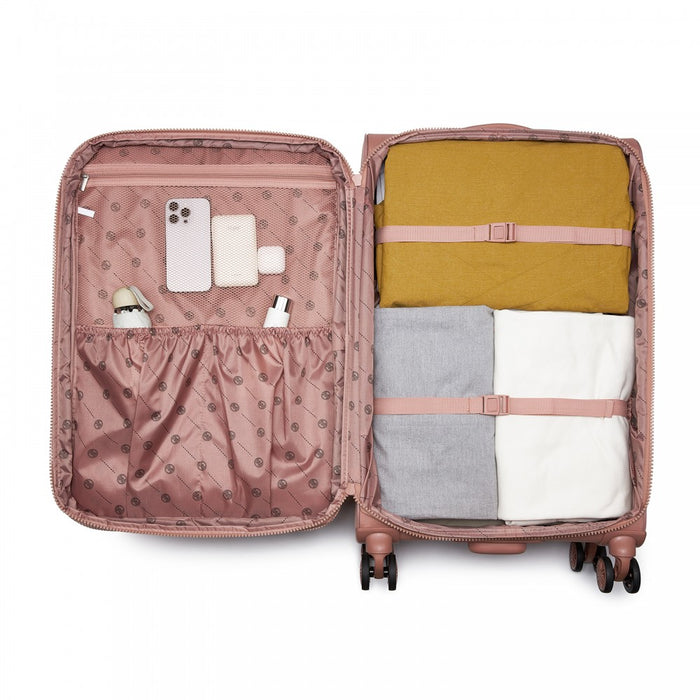3-Piece Soft Shell Expandable Luggage Set, Suitcase with Organised Interior – 20/26/30-Inch – Pink