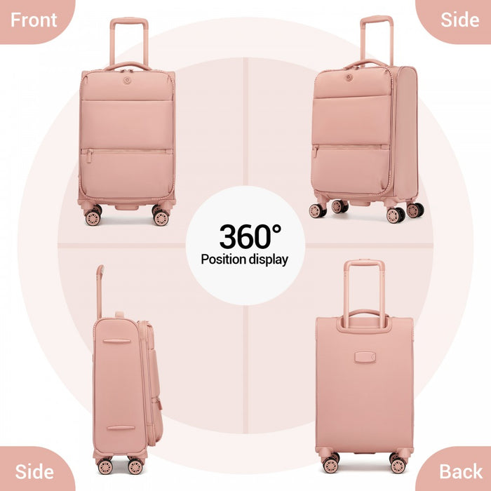 Women's Lightweight Soft Shell Suitcase with Spinner Wheels and Compartments – 30-Inch – Pink