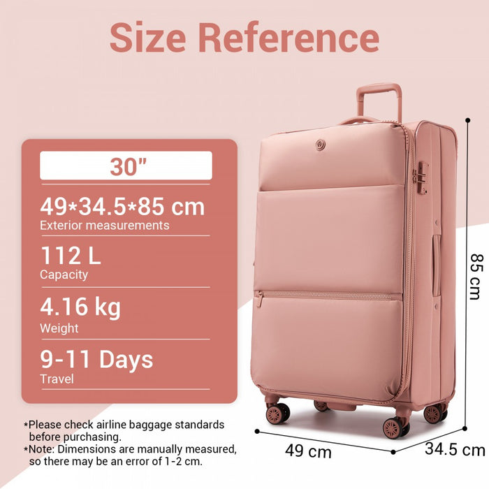 3-Piece Soft Shell Expandable Luggage Set, Suitcase with Organised Interior – 20/26/30-Inch – Pink