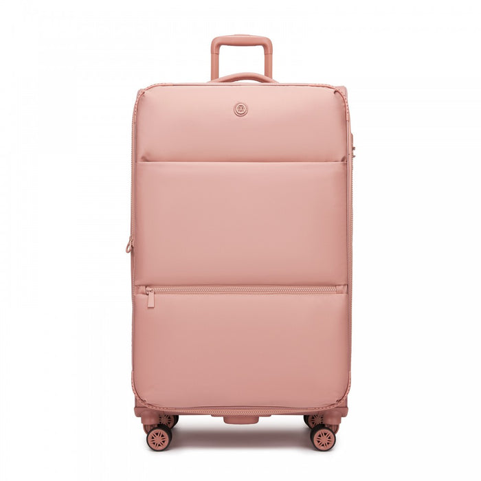 Women's Lightweight Soft Shell Suitcase with Spinner Wheels and Compartments – 30-Inch – Pink