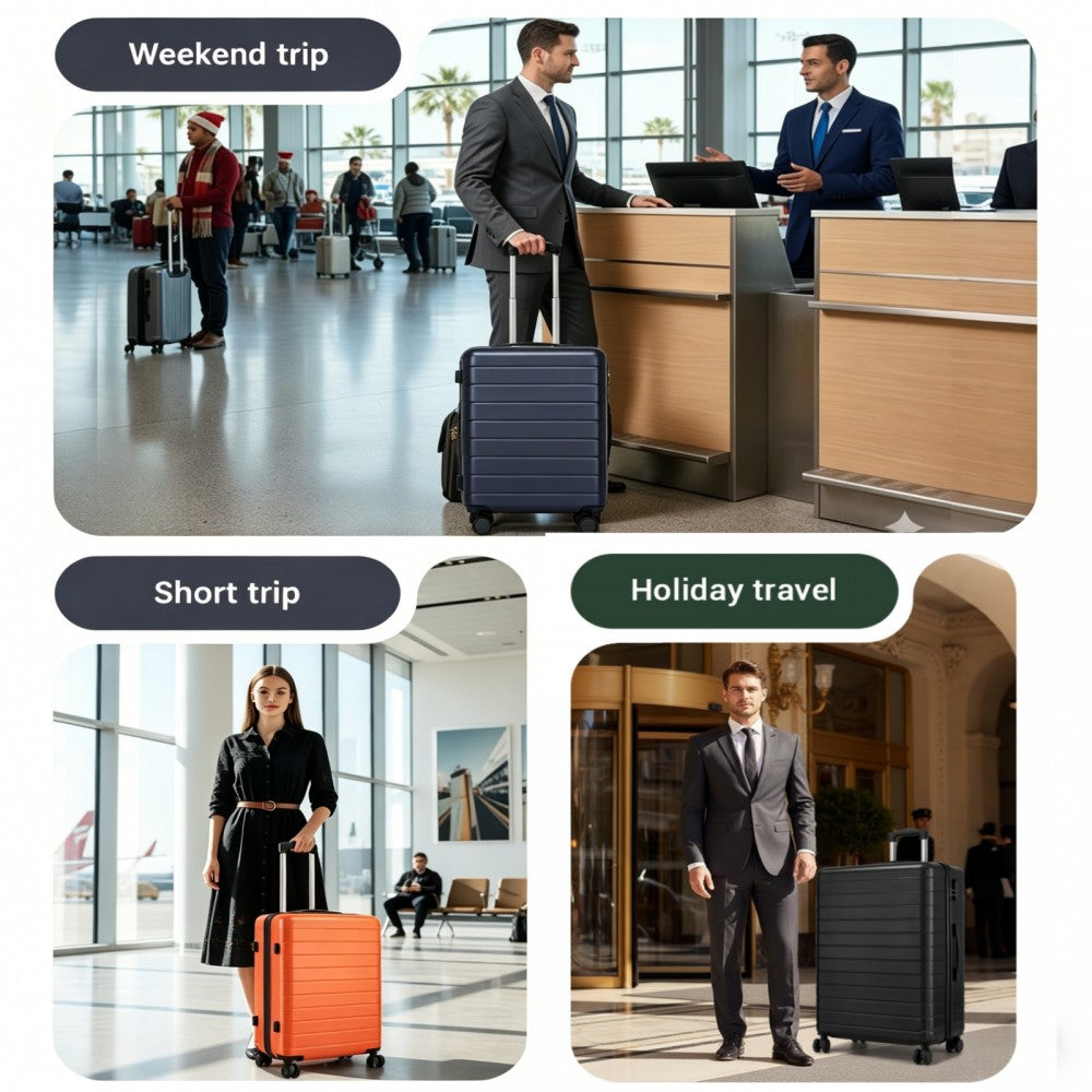 ABS Hard Shell Checked Luggage with 360 Silent Spinner Wheels – 24-Inch – Black