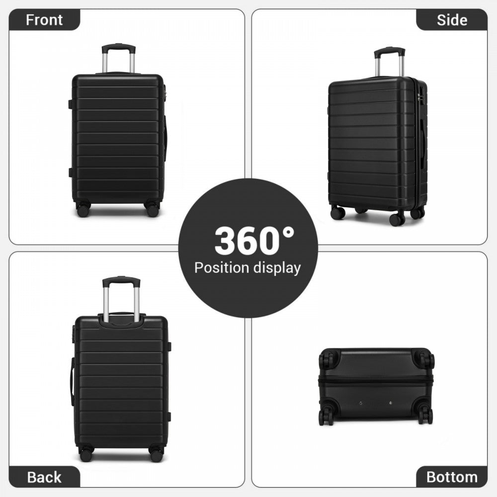 Large ABS Hard Shell Checked Luggage with 360 Silent Wheels – 28-Inch – Black