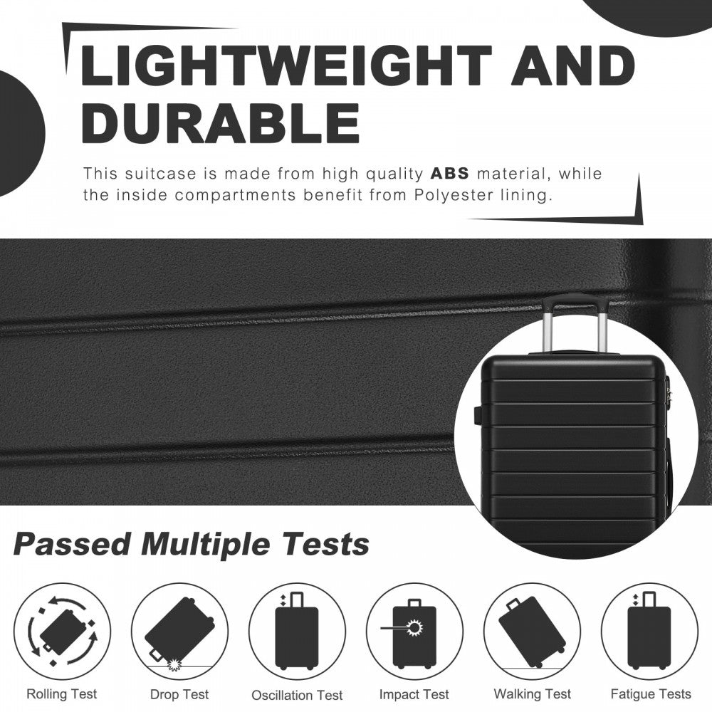 ABS Hard Shell Checked Luggage with 360 Silent Spinner Wheels – 24-Inch – Black