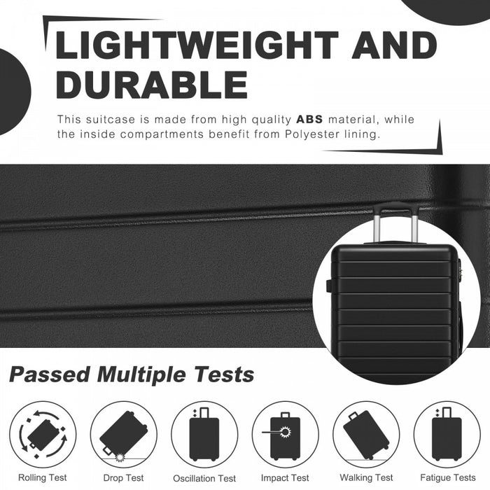 Lightweight ABS Hard Shell Carry-On Luggage with 360 Silent Wheels, Organised Interior – 20-Inch – Black