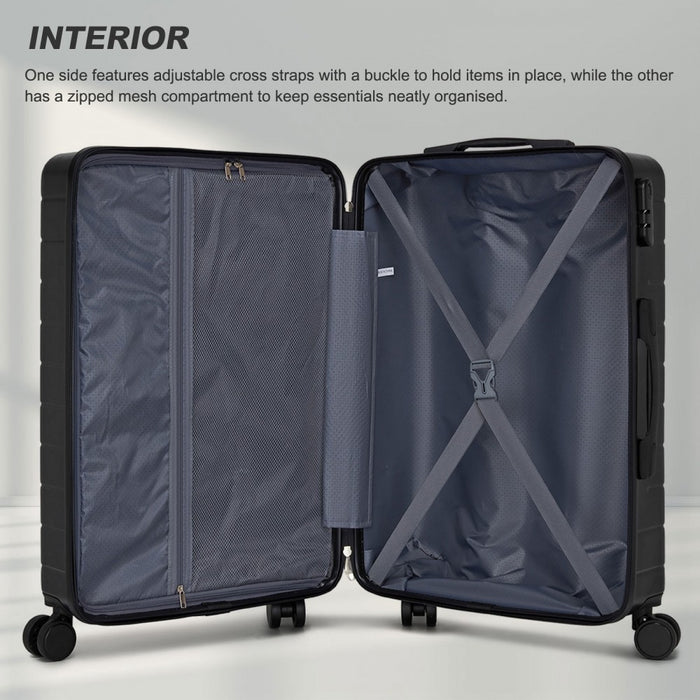 ABS Hard Shell Checked Luggage with 360 Silent Spinner Wheels – 24-Inch – Black