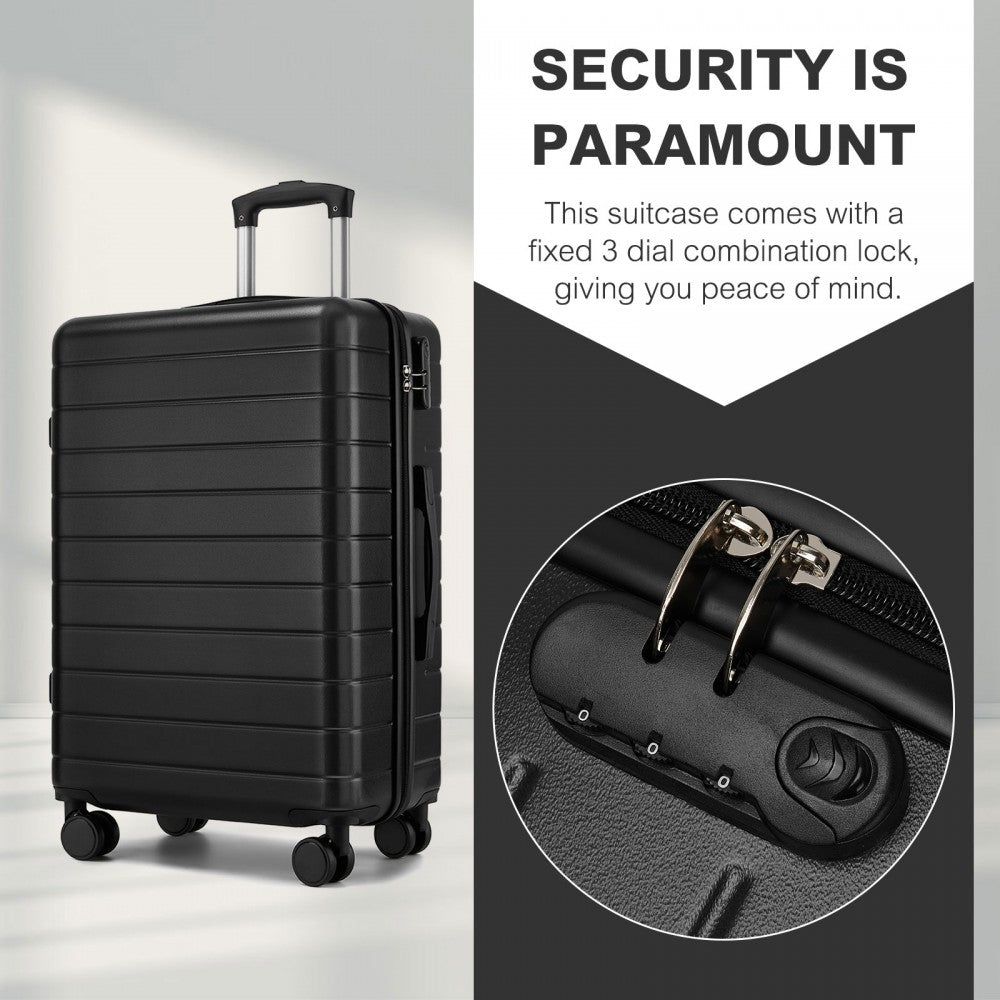 ABS Hard Shell Checked Luggage with 360 Silent Spinner Wheels – 24-Inch – Black
